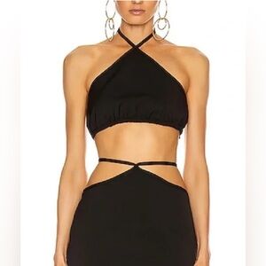 Miaou Nadine Black Mini Skirt with Cutout Tie Design